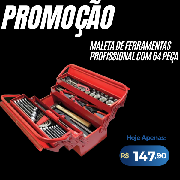 Maleta de Ferramentas Profissional com 64 Peças - GEODORE RED